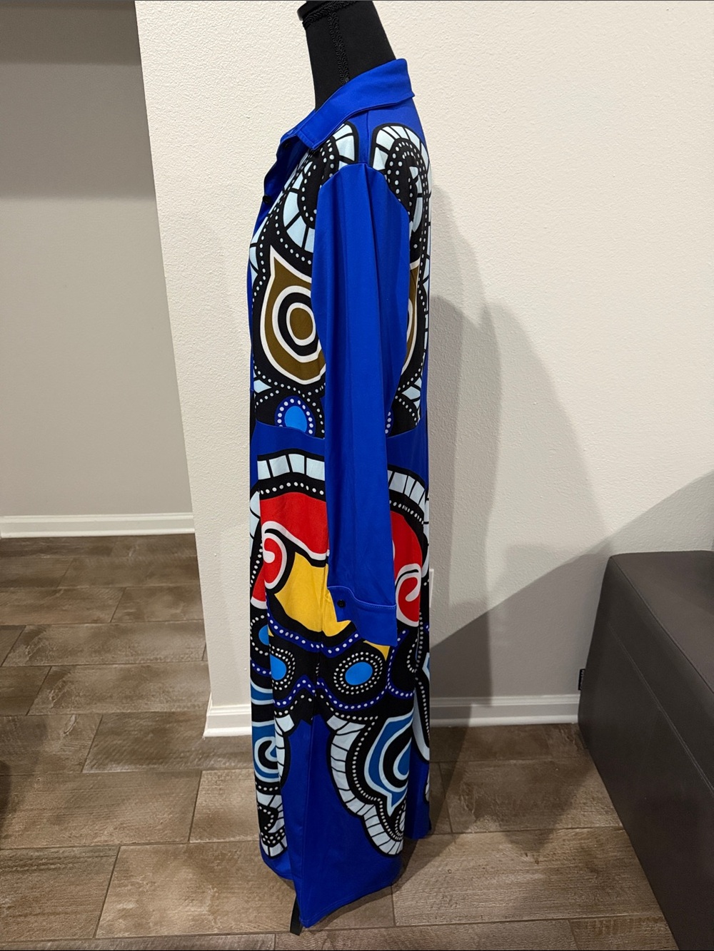 Vibrant Blue Abstract Print Button-Front Dress - Picture 2 of 4